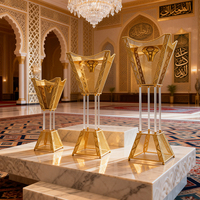 Grand brûleur d'encens carré de style arabe islamique, support à charbon Mabkhara pour la décoration du Ramadan, de l'Aïd, des mosquées et des halls d'hôtel