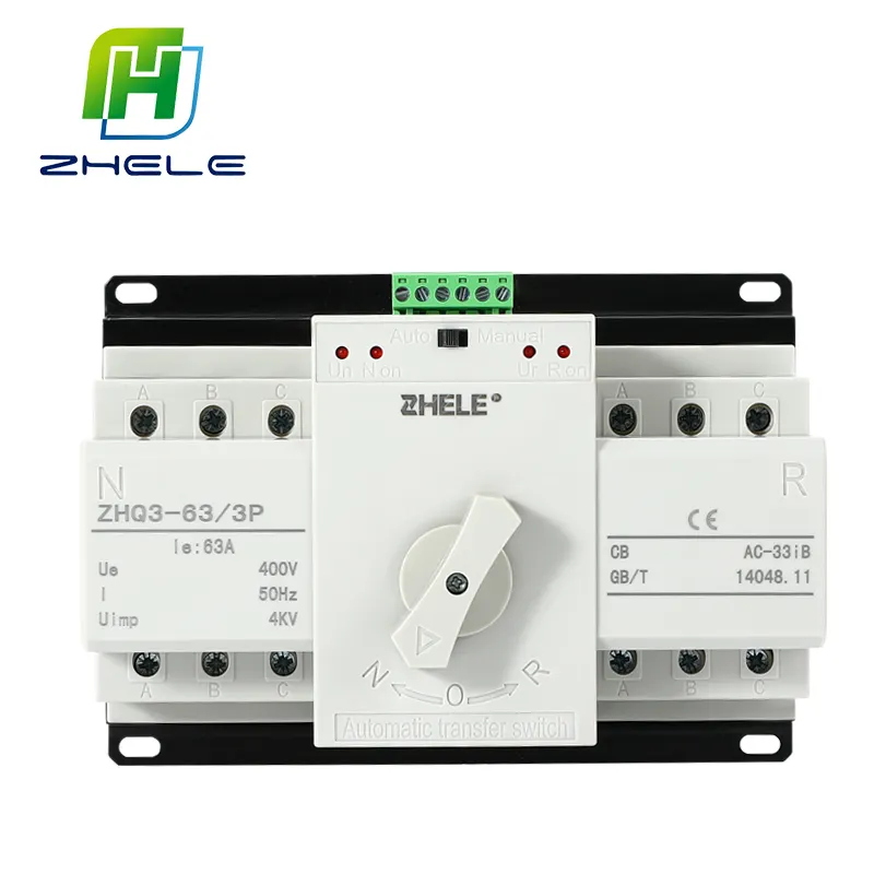 Genaretor Ats Switch Snelle Automatische Transfer Switch Voor Solar 2P 3P 4P 1-63A Enkele Fase Drievoudige Fase Wisselschakelaar