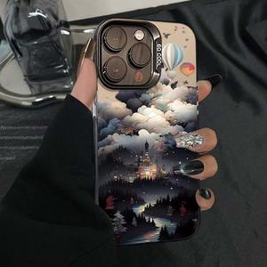 เคสโทรศัพท์มือถือลายบอลลูนรูปปราสาทเมฆแป้นพิมพ์สีเงิน TPU สำหรับ iPhone x XR XS 11 12 13 14 15 16 PRO MAX - Product Image 6