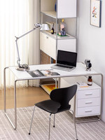 Bureau en acier inoxydable de style Bauhaus du milieu du siècle avec rangement intégré, table de travail multifonctionnelle pour bureau à domicile ou chambre