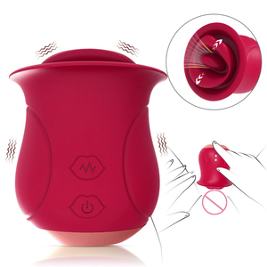 Vibratore per Coppie a Forma di Rosa con 10 Frequenze di Vibrazione e Suzione, Vibratori per Punto G, Giocattoli per Adulti per <span class=keywords><strong>Donne</strong></span> - Product Image 1