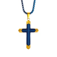 Collier de croix bicolore en acier titane tendance pour homme avec chaîne à maillons Grand pendentif personnalisé Accessoire de mode Hip Hop