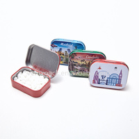 Vente chaude petite pilule rectangulaire en métal peut emballage cadeau mini bonbons à la menthe chocolat boîte en fer blanc