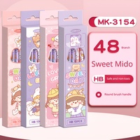 Ensemble de crayons mignons de dessin animé pour les élèves du primaire, crayons à dessin sans plomb HB avec gomme, 48 pièces, résistants aux bris