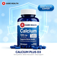 Gélules de calcium 1200 mg et vitamine D3 1000 UI, marque privée OEM, 120 unités, pour la santé osseuse, la densité des dents et des articulations, absorption élevée, personnalisables