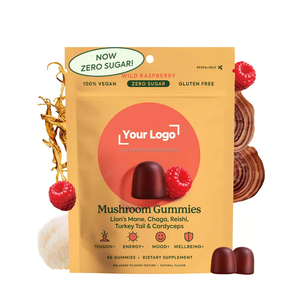 Integratore di Funghi in Caramelle Gommose OEM, Criniera di Leone, Cordyceps, Chaga, Energia Naturale, Vegano, Non-OGM, 60 Pezzi - Product Image 1