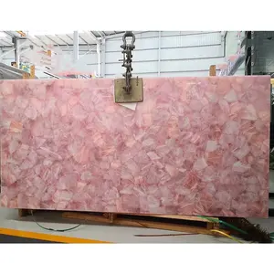 이국적인 핑크 마노 세미 보석 로즈 쿼츠 마노, 벽 클래딩, 바닥재 Til 용 반투명 보석 패널 슬래브