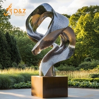 Groupe d'art D&Z Sculpture fluide moderne en acier inoxydable Grande œuvre d'art abstraite Décoration contemporaine pour la maison et le jardin Pièce maîtresse