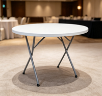 Meilleures ventes transfrontalières, table pliante en plastique HDPE blanc de haute qualité, cadre en métal, design minimaliste moderne, table d'extérieur