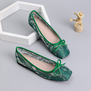 Xuanhui Nouvelle collection printemps <span class=keywords><strong>Mules</strong></span> plates pour <span class=keywords><strong>femme</strong></span> en maille, à bout carré, avec nœud, légères, ajourées, couleur bonbon - Product Image 4