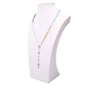 Prezzo di fabbrica collana rosario Gesù Cristo croce ciondolo collana di cristallo moda multi colore gioielli rosario