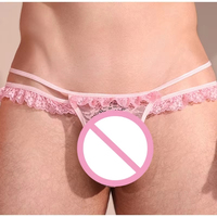 Sissy Pouch Thong Heren Kanten Frilly Ruffle Trim Slipje Sheer Mesh Bikini Slips T-back G-string Crossdress Lingerie Ondergoed