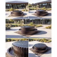 Fontaine ronde à débordement en acier inoxydable 316L, diamètre 120 cm, pour jardins, patios, hôtels, villas