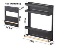 Étagère à épices magnétique robuste pour cuisine, support métallique pour bocaux et bouteilles avec porte-rouleau de papier