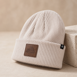 Custom Logo Chevron Knit Beanie OEM Embroidery Leather Patch High Quality Unisex Warm Wholesale Supplier Winter Hat - Product Image 3