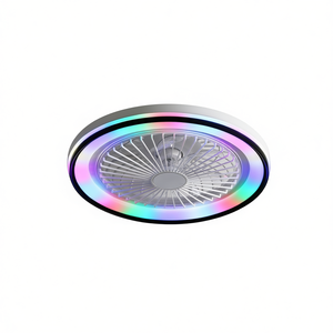 Ventilateur de plafond LED 19 pouces sans pales, montage encastré, RGB, intensité variable, 6 vitesses, télécommande, moteur DC, design moderne pour chambre à coucher - Product Image 1
