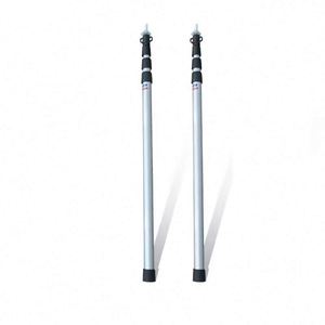 Lot de 2 poteaux télescopiques en aluminium à 4 sections pour auvent extérieur - Tente d'ombrage réglable légère de 280 cm argentée pour camping et auvent - Product Image 2