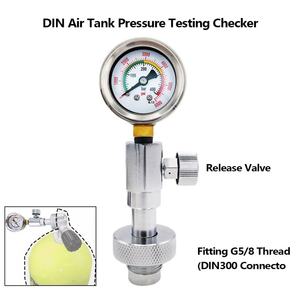 Vérificateur de pression pour bouteille d'air haute pression 400 bars en acier inoxydable pour plongée sous-marine avec valve DIN et régulateurs - Product Image 4