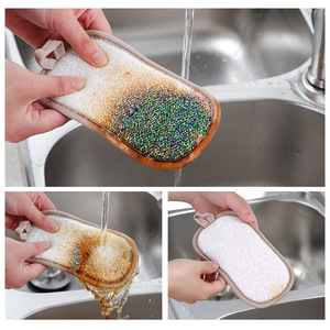 Nano Sponge Pad Rectangle Lake Blue Gray Double Sided Kitchen Dishwashing Cleaning Gentle On Pots And Pans - Product Image 4