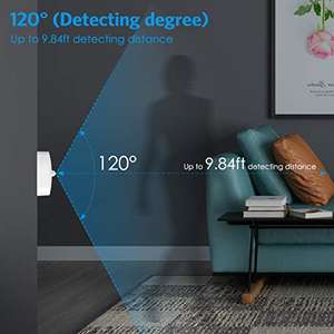 مصباح ليلي مثبت على الحائط بمستشعر حركة LED، تصميم بسيط من البلاستيك ABS، يعمل ببطاريات AAA، إضاءة دافئة بيضاء 2700K، حماية للعين - Product Image 4