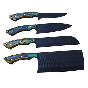 Couteau de chef en acier carbone forgé fait main, ensemble de couteaux de cuisine avec étui en cuir - Product Image 5