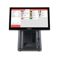 Sistema POS GSAN de 15.6 Pulgadas con Pantalla Táctil Dual, Todo en Uno, Caja Registradora con Impresora de 80 mm para Supermercado