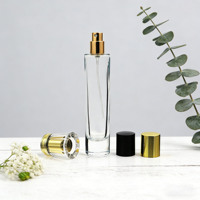 Flacon de parfum en verre cylindrique fin de 50 ml, exquis, avec atomiseur à fine brume, flacon de parfum vide en verre transparent