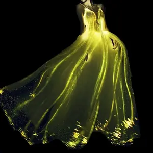 Customized LED Luminous Fiber Optic Ball Gown Wedding Fiber Optic Dress