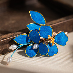 Accesorios para el cabello con imitación de plumas de pescardeta, pinzas para el cabello de terciopelo, alternativas a las flores de terciopelo, tocados de estilo antiguo. - Product Image 2