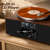Lecteur de CD rétro avec logo personnalisé, tourne-disque et haut-parleurs stéréo intégrés