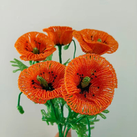 Fleur de pavot perlée décorative toutes saisons, construction durable pour porche extérieur couvert