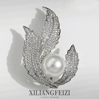 Broche élégante en plumes XILIANGFEIZI, accessoires de vêtements de luxe pour femme, broche en perles