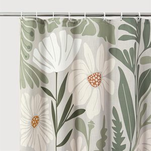 Cute Colorful Floral 3D Faux Linen Heavy Duty Polyester Modern Home Decor <b>Funky</b> Aesthetic Custom Stock Bathroom Shower <b>Curtain</b> - Product Image 4
