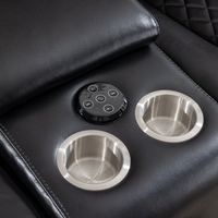 Sofá Reclinable Moderno con Luces LED Cuadradas, Altavoz Bluetooth y Tapicería de Cuero Ecológico para Apartamento, Hotel o Villa
