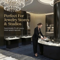 Vitrine de présentation de bijoux en acier inoxydable noir avec LED, luxueuse, moderne, écologique, verrouillable, en verre, pour boutique