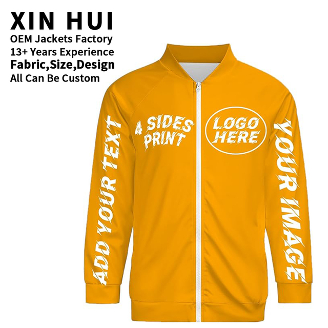 Custom Printed Winter Stand Bomber Jacket 4-Sides Design Personality Unisex Track Streetwear DIY Graphic Varsity Plus Size