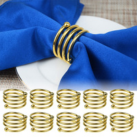 Cincin Serbet Besi Laiyue Model Spiral Emas Desain Bunga QM-1002 untuk Pengaturan Meja Hotel Barat, Pesta Pernikahan