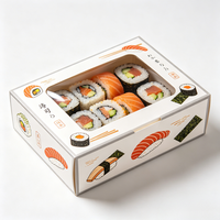 Scatola per Sushi in Carta con Coperchio Trasparente, Contenitore Resistente al Grasso con Logo Personalizzato per Servizio di Consegna Sushi Fresco
