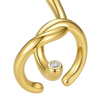 Bague de queue de cheval en laiton plaqué or 18 carats de haute qualité, avec nœuds aux deux extrémités et diamants, modèle R204071
