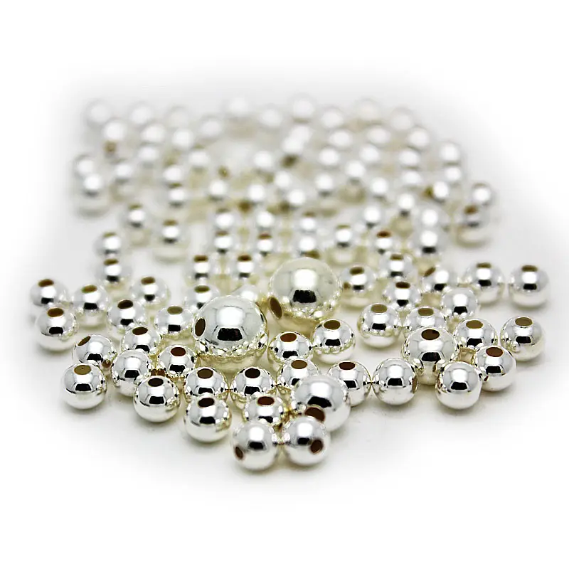 Perline 925 piccola vendita argento Sterling migliori perline d'oro argento liscio sciolto 10mm valutazione di terze parti per la creazione di gioielli