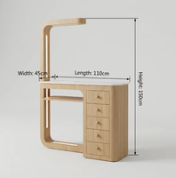 Station de manucure professionnelle élégante avec plateau en marbre blanc et table à ongles en bois grainé, avec collecteur de poussière intégré et rotation à 360° °   Courbe La