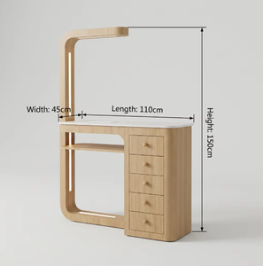 Station de manucure professionnelle élégante avec plateau en marbre blanc et table à ongles en bois grainé, avec collecteur de poussière intégré et rotation à 360° °   Courbe La - Product Image 6