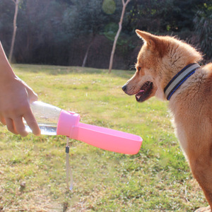 Portable Pet Water Bottle 300ml 550ml Pink <b>Plastic</b> Foldable Dog Cat Travel <b>Mug</b> Cup Drinker Outdoor Use - Product Image 1