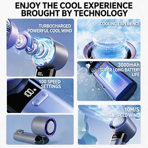 WUYANG Semiconductor Ice Compress Cooling Handheld Fan, Portable Turbo USB <b>Mini</b> <b>Desk</b> Fan with 100-Speed Adjustable, 3000mAh Rech - Product Image 4