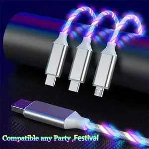 Cavo Luminoso LED 3 in 1 con Connettori Tipo <span class=keywords><strong>C</strong></span> e USB per Ricarica Rapida, Accessori per iPhone - Product Image 2