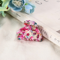 Pince à cheveux tendance en acétate, motif marbré, 5 cm, petite, avec plaque creuse, pour queue de cheveux