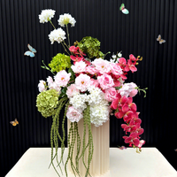 Arrangement floral de mariage personnalisé rose et vert, fleurs artificielles en soie, hydrangeas verts, orchidées roses, boule de fleurs pour la décoration de fête