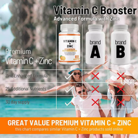 Comprimés de Vitamine C + Zinc OEM, Supplément Antioxydant pour le Système Immunitaire et Nerveux, Vitamines et Minéraux, 120 Comprimés Marque Privée