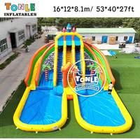 TONLE Prix d'usine Équipement de divertissement pour piscine extérieure Parc aquatique gonflable à thème avec toboggan pour la terre
