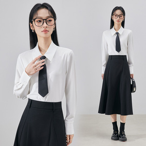 Women's Professional Shirt Long Sleeve Solid Color Slim Fit Work Commuter Blouse Polyester Poplin - Product Image 2